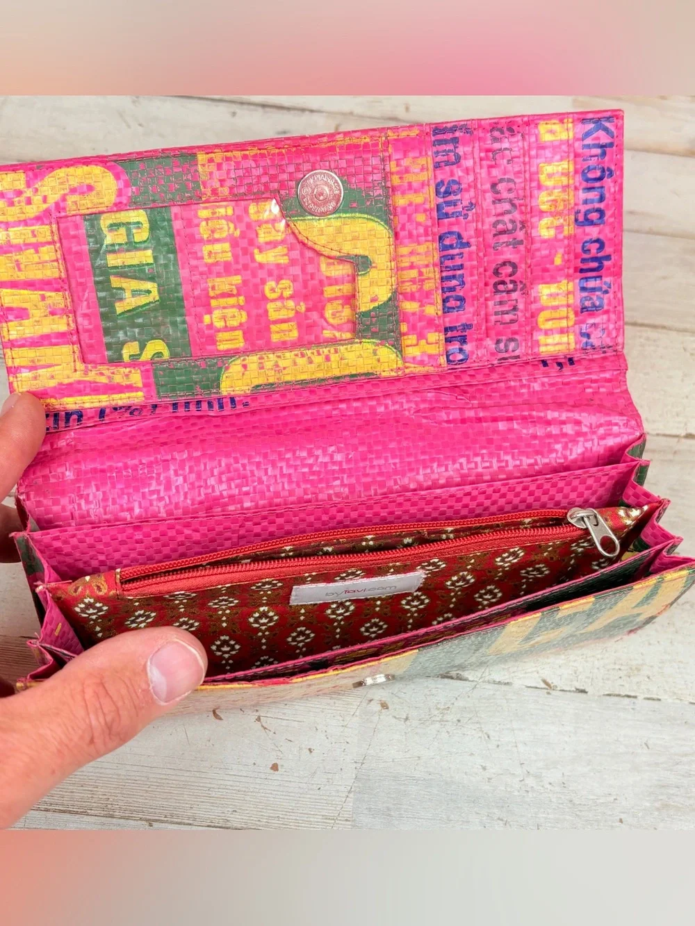 Malia Designs Tavi Recycled Feed Bag Long Wallet Clutch Cambodia